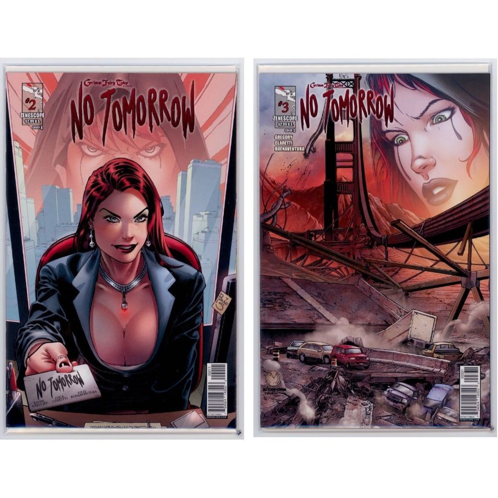 GRIMM FAIRY TALES NO TOMORROW #2A and #3C, Zenescope, ©2013, HIGH GRADE